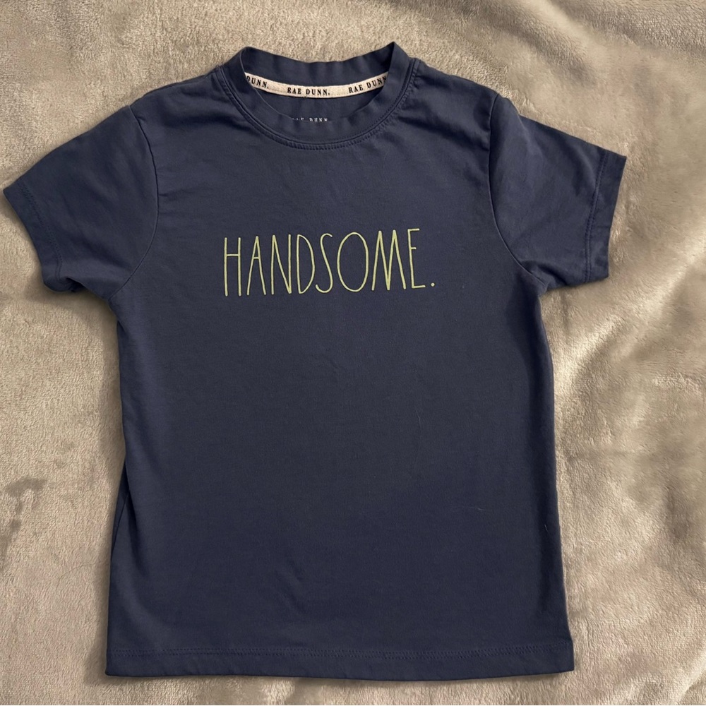 Rae Dunn Blue Kids Tee with 'HANDSOME' Print